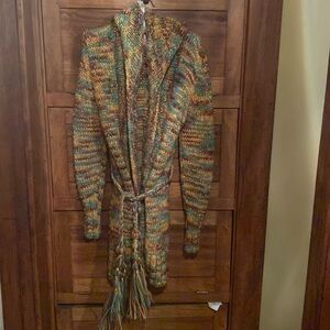 Ladies  Long  Hooded  Coat Sweater ￼